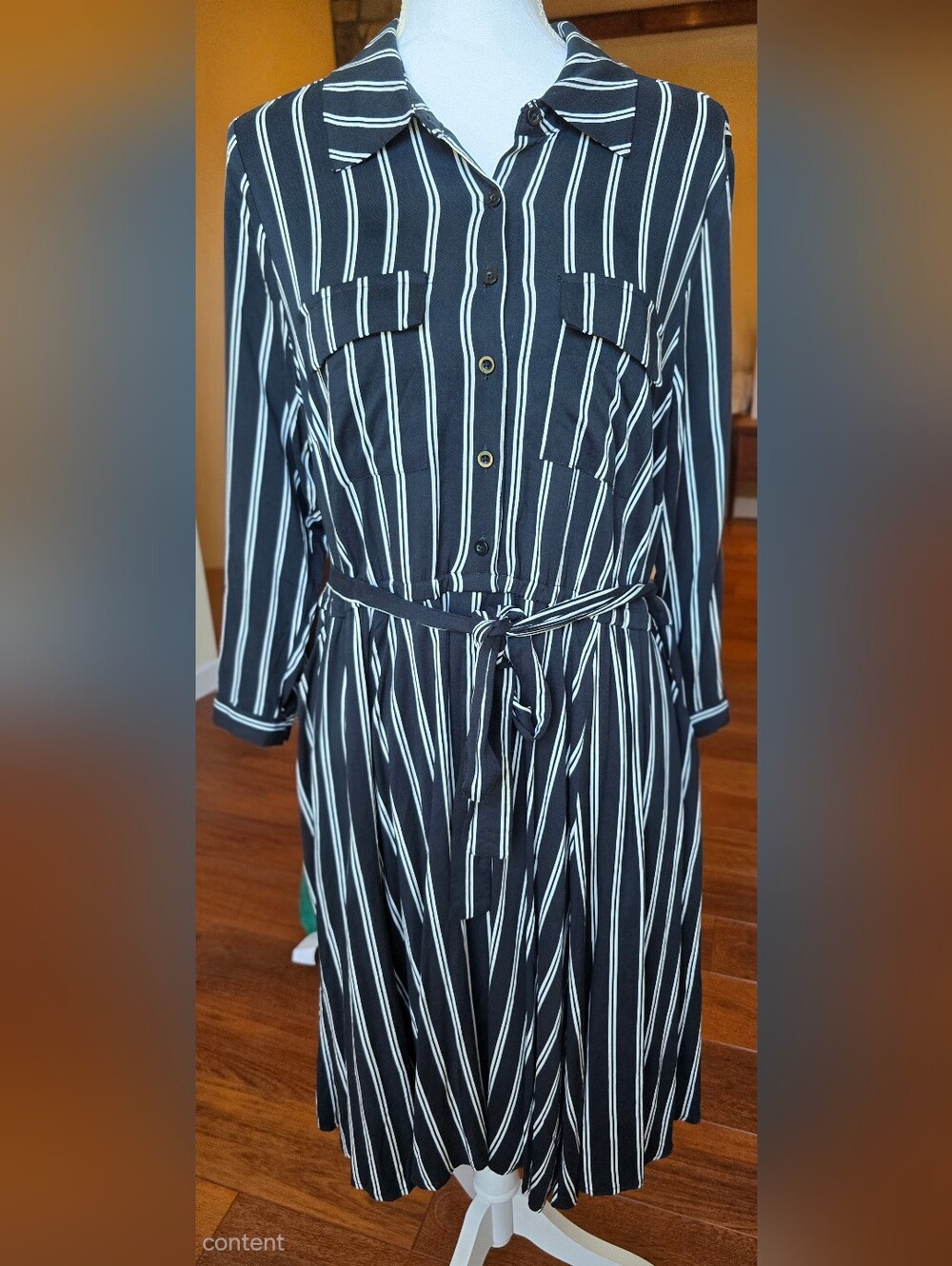 Torrid Striped Black and White Shirt Dress with Belt